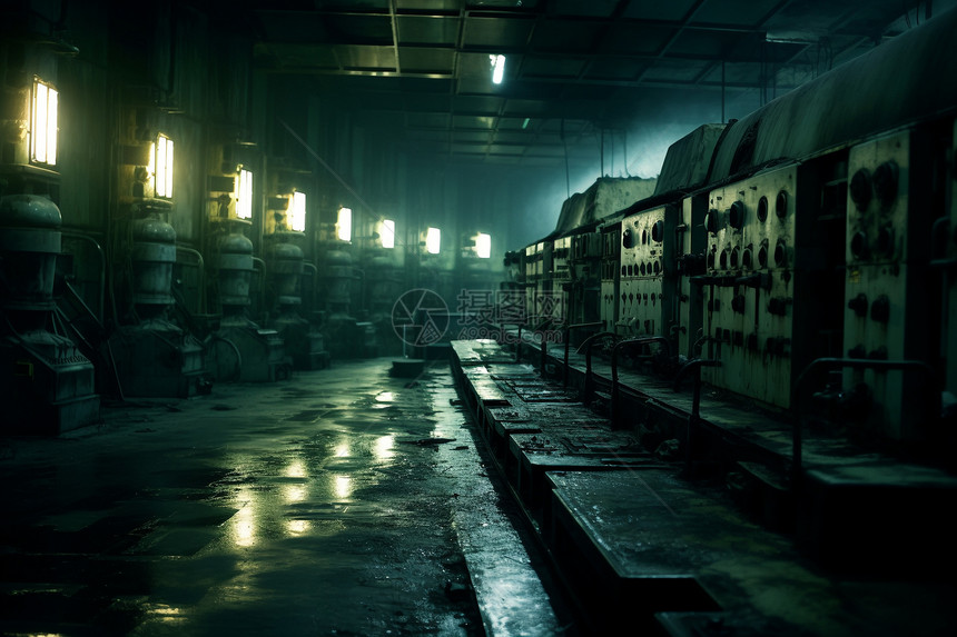 昏暗的核电站图片