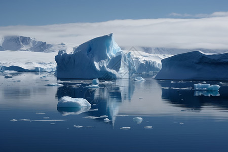 海边的冰山冻结南极海高清图片