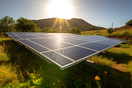 阳光下的新能源太阳板高清图片