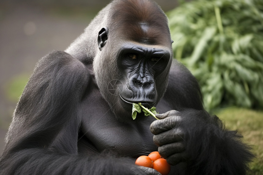 大猩猩喂食图片