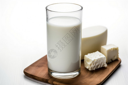 玻璃杯中的牛奶高清图片
