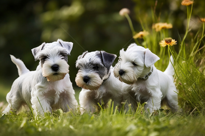 草坪中可爱的小狗图片