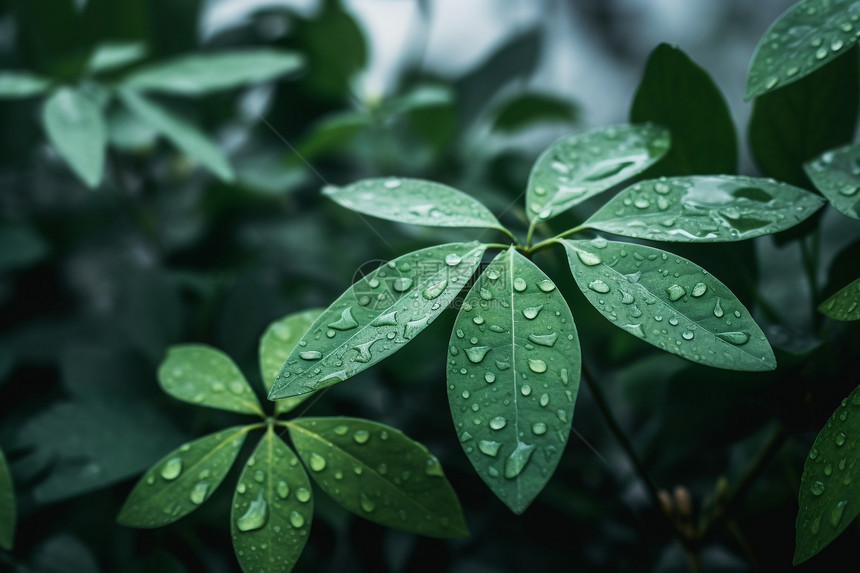 植物叶子上的露珠图片