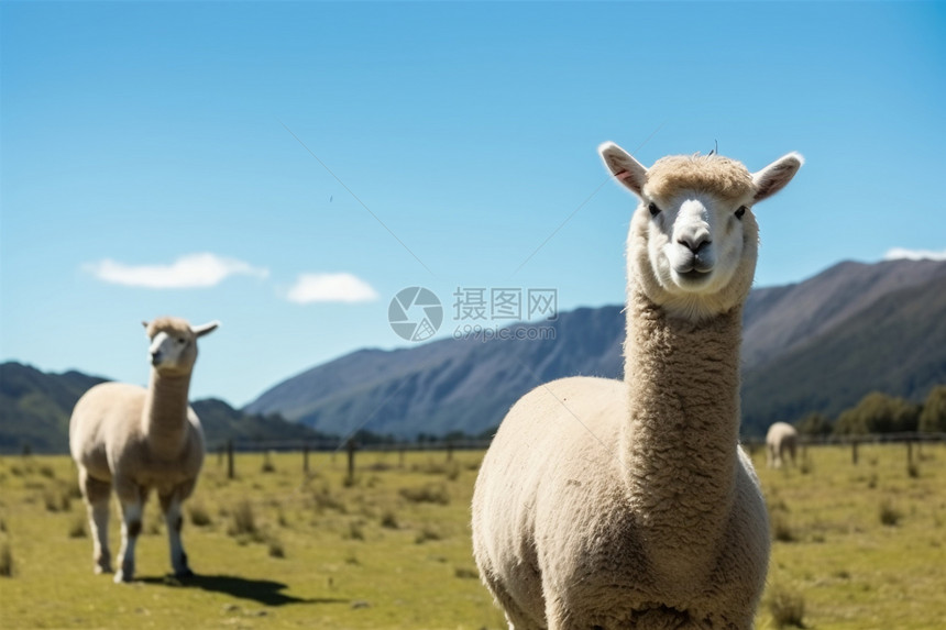 放牧的家畜羊驼图片