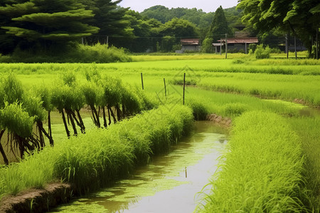 田地里种植的水稻图片