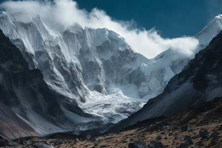 云彩下的冰川背景图片