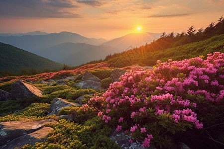 山上的杜鹃花图片