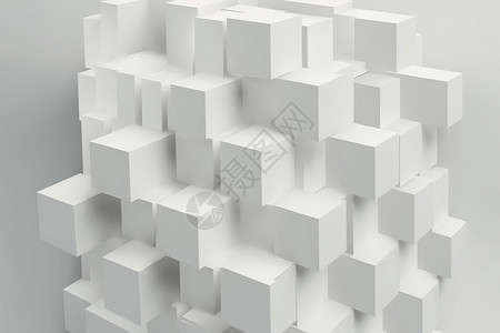 正方形元素纯白色的立方体设计图片