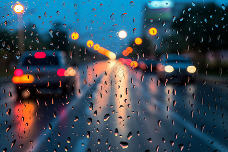 车视觉打湿的汽车玻璃背景