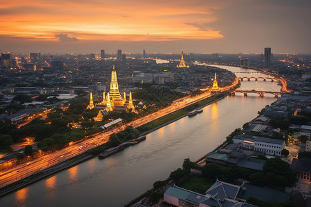 曼谷三轮车黄昏下的曼谷景象背景