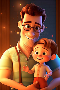 3D卡通父子背景图片