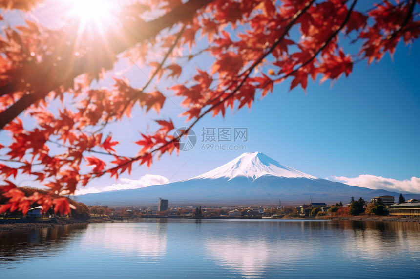 远眺壮观的富士山图片