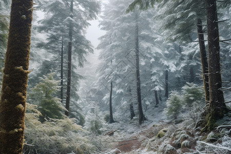 白雪皑皑的云杉图片