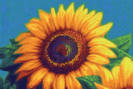 油画美丽的向日葵背景图片