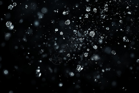 气泡结冰黑色背景下的雪花设计图片
