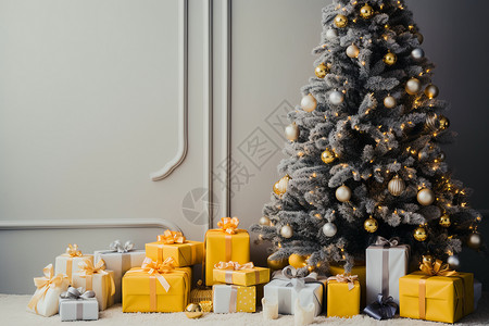 圣诞树下的礼物背景图片