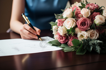婚礼上签字的一幕高清图片