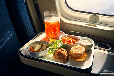 飞机食物营养的飞机餐背景