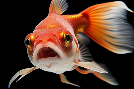 水产鱼类张嘴的金鱼插画