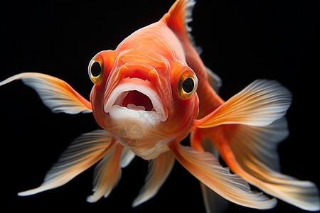 水产鱼类红色的金鱼插画