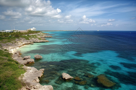 加勒比蓝色辽阔的加勒比海背景