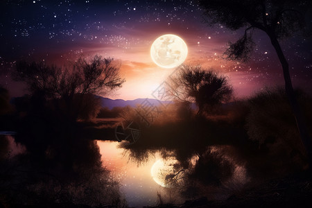 夜空中的创意月球图片
