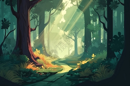 卡通的森林背景图片