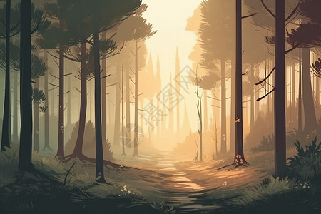 平面数字素材数字的森林插画