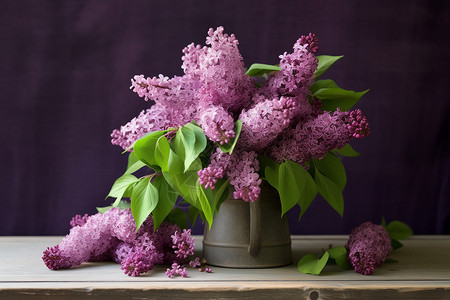 花瓶中的丁香花背景图片