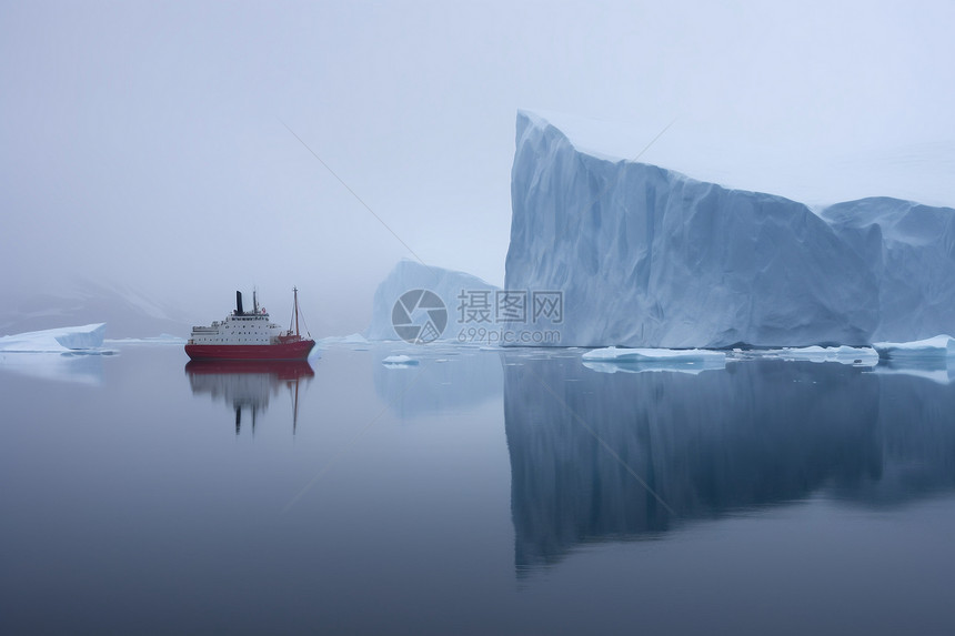 南极洲巡航的船图片