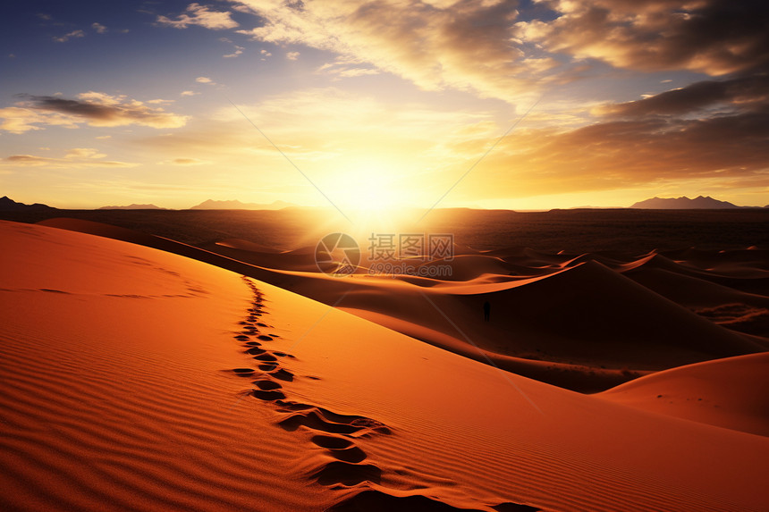 日落的撒哈拉沙漠图片