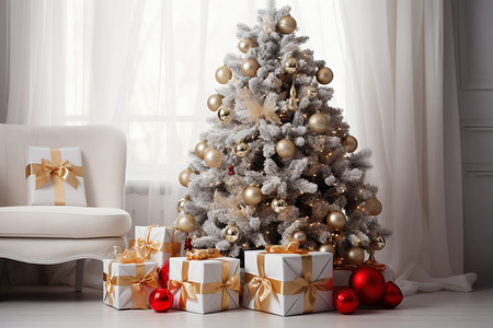 家中的圣诞树背景图片