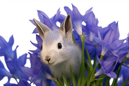 风信子亚科植物风信子和小兔子设计图片