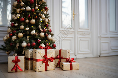 圣诞节装饰和礼物背景图片