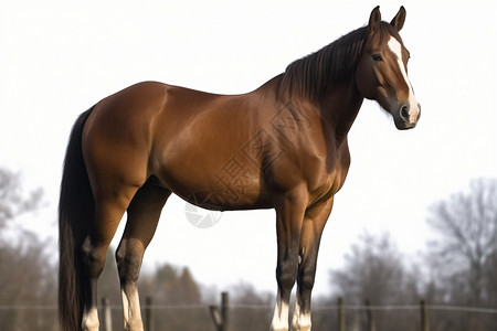 人工饲养的马匹背景图片