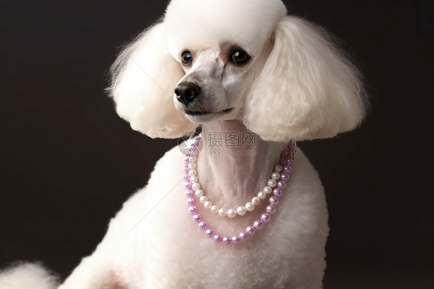 带珍珠项链的贵妇犬图片