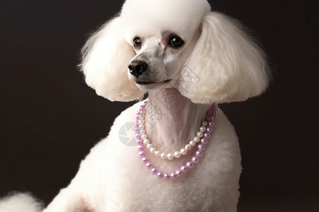 带珍珠项链的贵妇犬图片