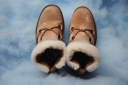 棕色的羊毛雪地靴高清图片