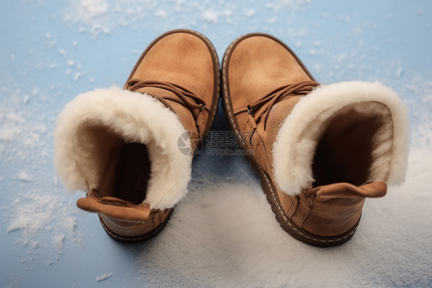 绒面的棕色雪地靴图片
