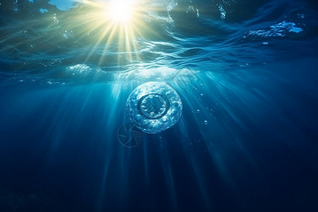 海底景观海底上升的气泡设计图片
