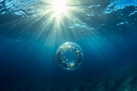 海底景观海洋中的气泡设计图片