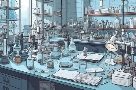 材料研究化学实验室艺术插图插画