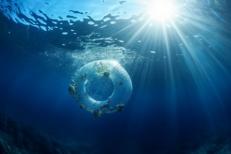 海底景观海水中上升的气泡设计图片
