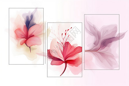 盛开的花朵水彩插图图片