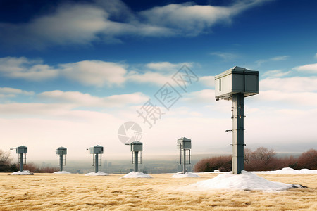 天气山顶的测温站背景图片