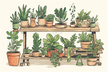 桌面平面植物卡通平面插图插画