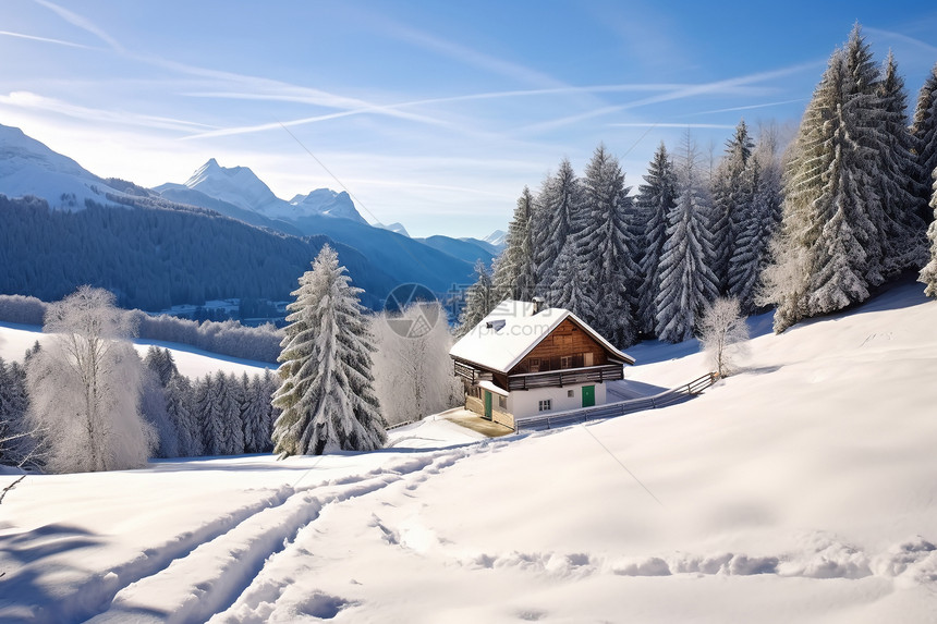 冬日雪地风景图片