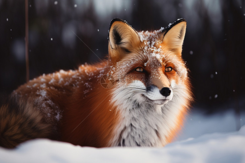 冬季雪地中的狐狸图片