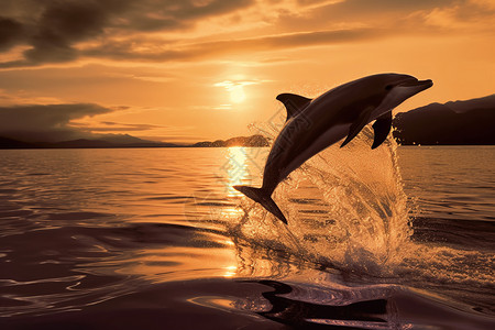 海洋中跳跃的海豚图片