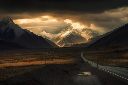 山脉中的交通道路图片